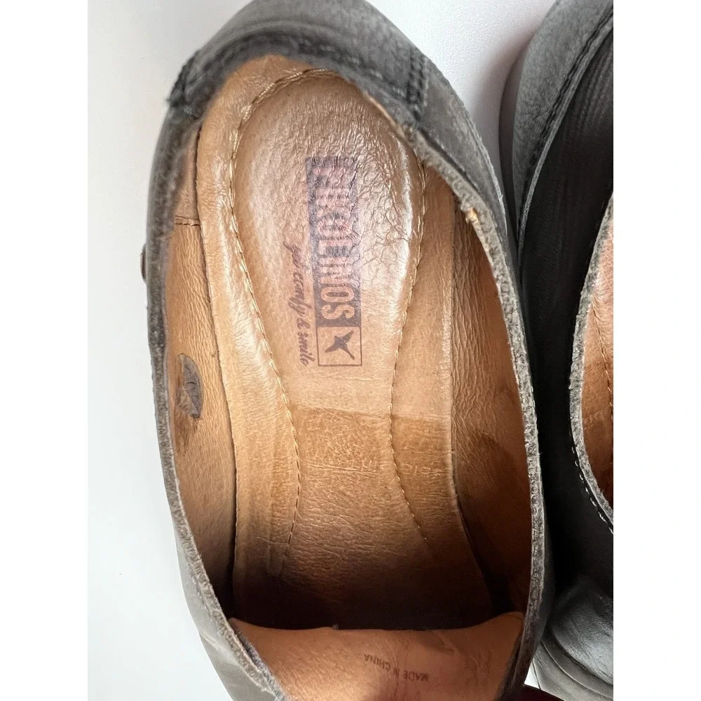 Pikolinos Santorini Leather Women's Shoes SZ 41  (10-10.5) Loafer Grey  Oxford